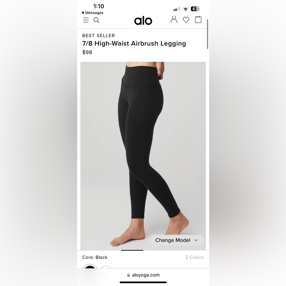 ALO Yoga 7/8 High-Waist Airbrush Legging - Black Size M